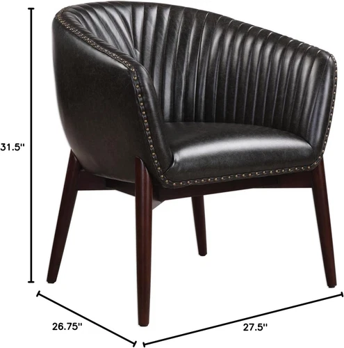 Anders 31" Accent Chair in Antiqued Brass & Smooth Walnut Finish - Picture 3 of 5