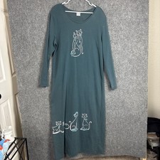 Mittu's Dress Womens Size L Blue Teal Cat Family Print  Whimsy
