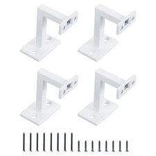4 Pcs Fixed Steel Square Hand Rail Brackets Holder for Staircase Stair, White