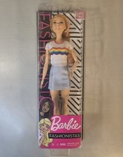 2018 Fashionistas 12" Doll #122 Caucasian Barbie in White Rainbow Top FXL55 New