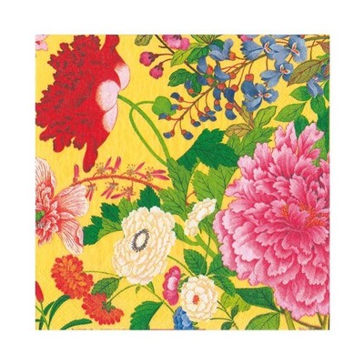 A Profusion Of Flowers 2 gelbe Caspari Papier Tisch Lunch Servietten 33 cm quadratisch