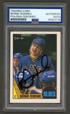 Bernie Federko Signed 1987-88 O-Pee-Chee Card #83 (PSA) St Louis Blues Auto
