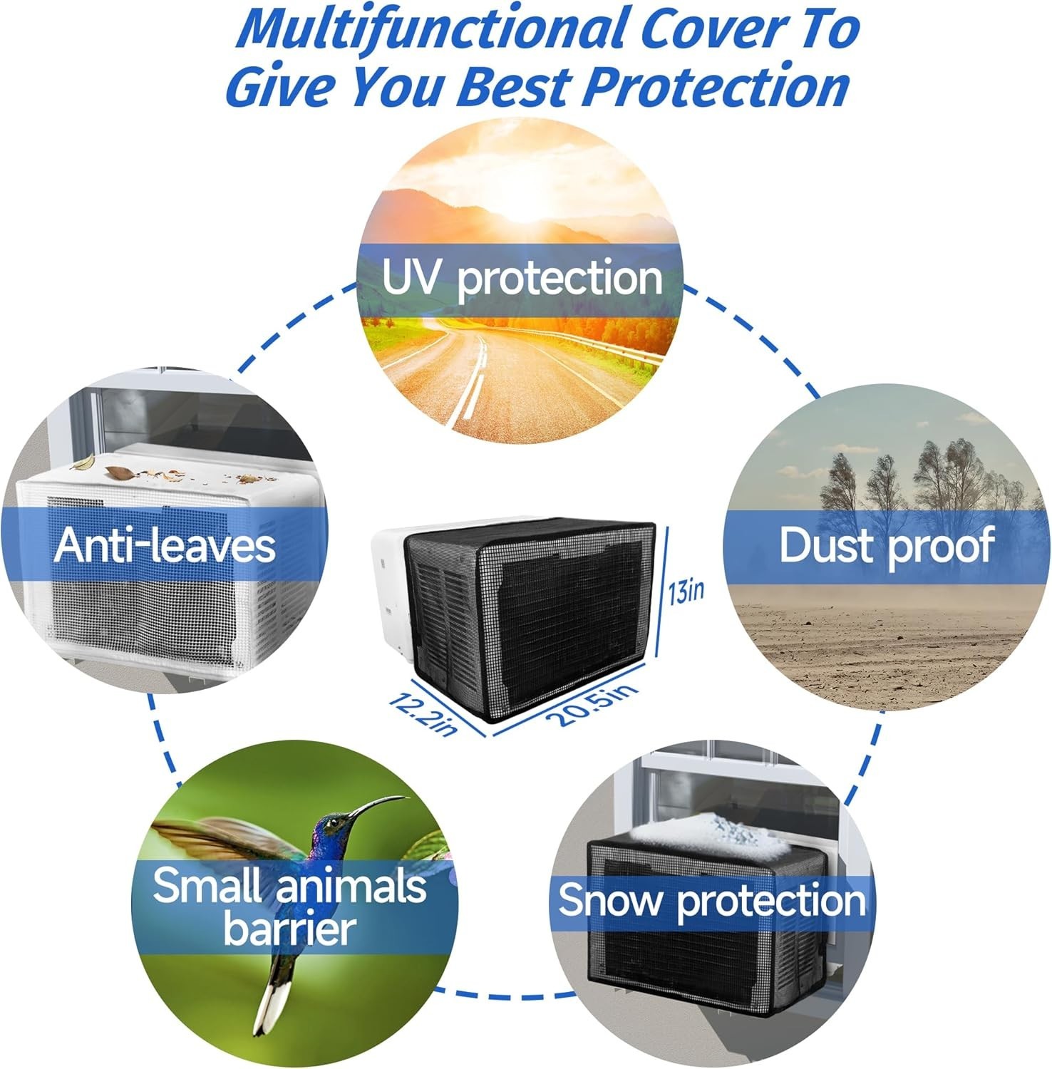 Window Air Conditioner Covers Specially for Midea U-Shaped Outdoor Unit, Black