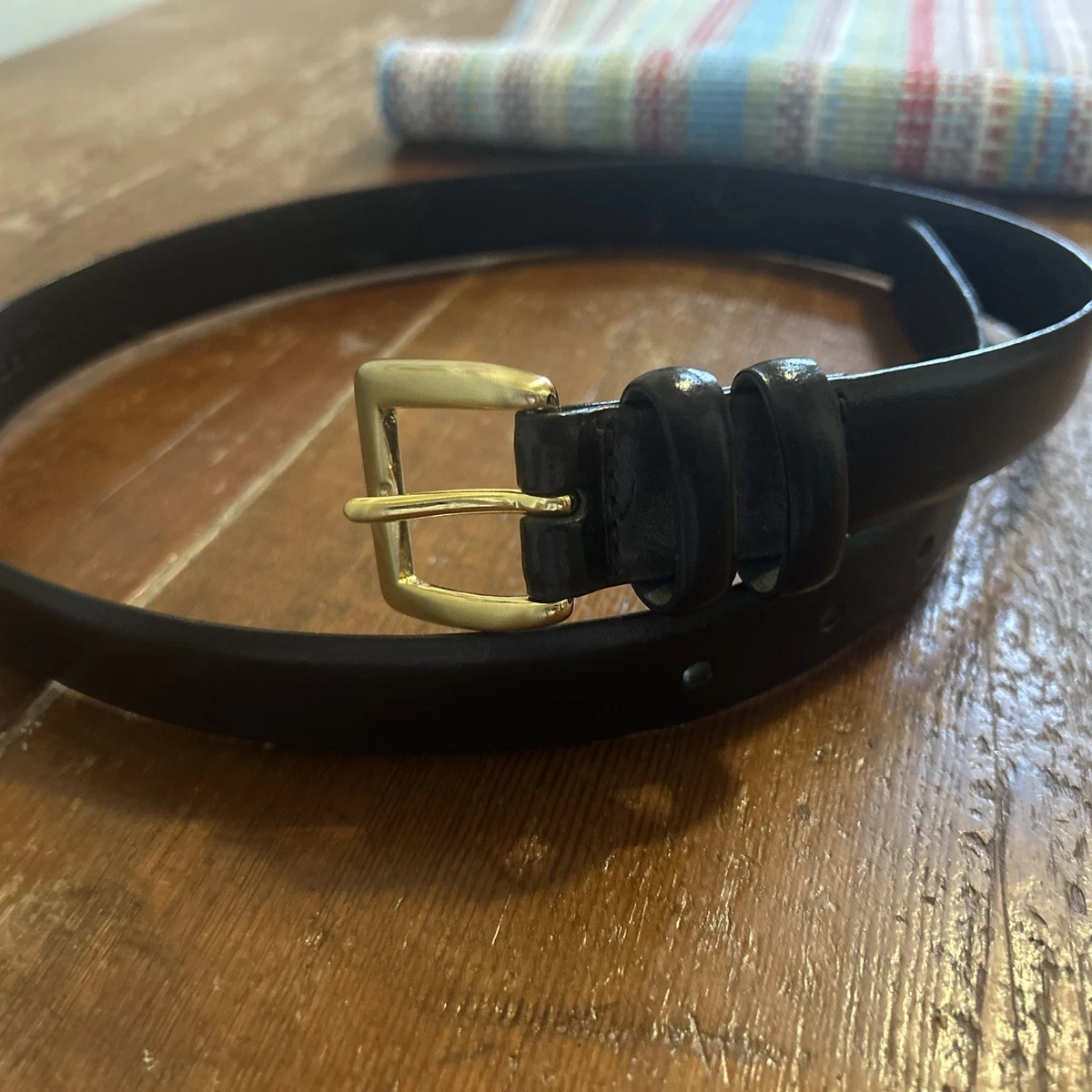 Liz Claiborne 90s Vintage Black Leather Gold Buckle Women Wide Belt Fits Small M Liz Claiborne Women main image 4