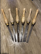 Marples Woodturning Lathe Chisel Set – 6 Piece – Sheffield Wooden Handles – Used