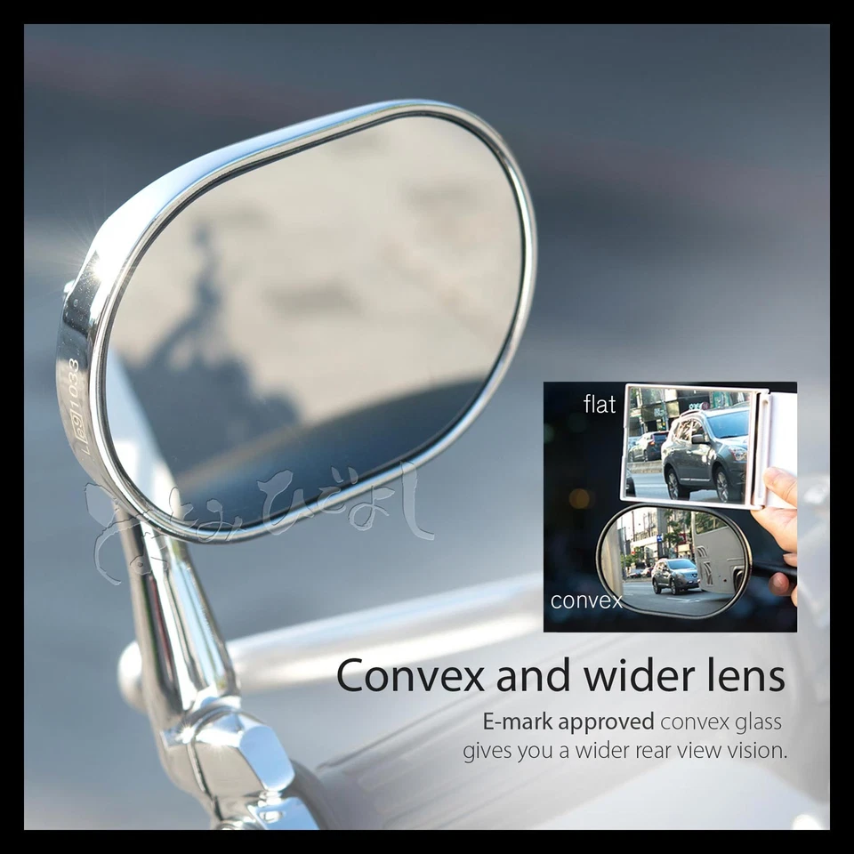 Bar end mirrors STARK shiny chrome oval fits Guzzi V7 Stone threaded OEM bar - Image 3 of 4