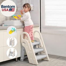 Foldable Step Stool for Bathroom Sink, Adjustable 3 Step Stool for Kids Toilet P