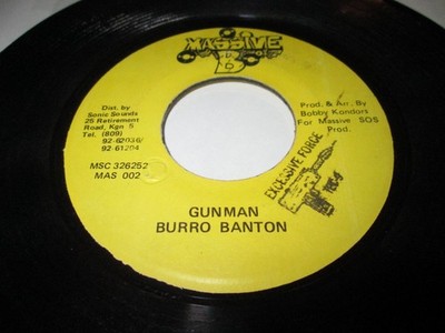 BURRO BANTON GUNMAN 45 7'' VG+ MASSIVE B JAMAICA VINYL REGGAE