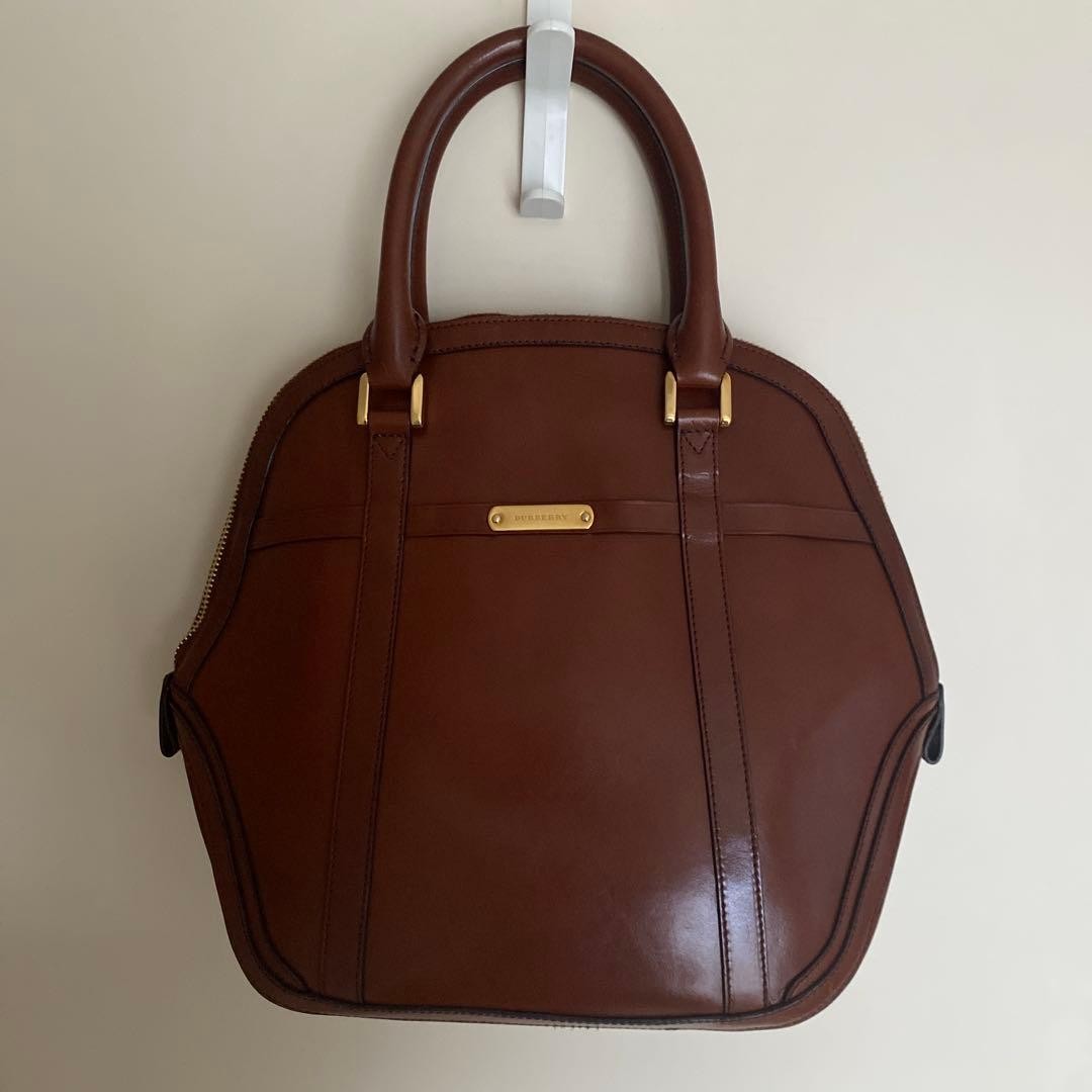 Burberry Brown Leather Solid Top Double Handle Ba… - image 1