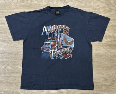 AMERICAN BY BIRTH TRUCKER BY CHOICE vintage 1988 3D EMBLEM t shirt Harley XL