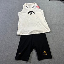 NWT Nike Iowa Hawkeyes Women's Medium Activewear Set White Tank Top Black Shorts