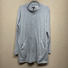 EILEEN FISHER STRETCH FULL ZIP L GRAY JACKET USA MADE COMFY LOUNGE MINIMALIST