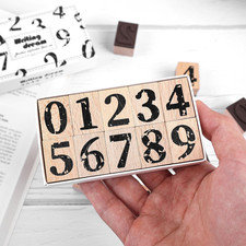 10-Piece Number Rubber Stamp Set, 1 Inch Craft Stamps 0-9 for Card Making, Craft