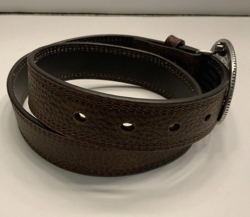 Cavender’s Boys Oval Buckle Rodeo Brown Leather Belt Size 28 Cowboy - Picture 2 of 4