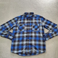 Stio Shirt Mens Small Blue Gray Miter Lightweight Flannel Plaid Long Sleeve
