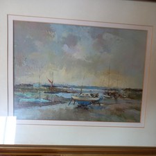Mark Randall Summer clouds Tollesbury OIL ON loose canvas 14x10
