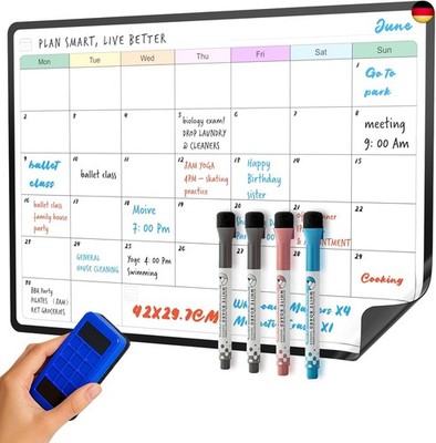 SURFOU Whiteboard Magnetisch für Kühlschrank, A3 Monatsplaner Abwischbar, für Zu