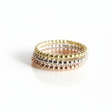 Sterling Silver Dainty Beaded Band Ring