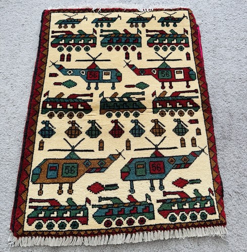 Handmade AFGHAN WAR RUG NEW 2.5x4 Ft