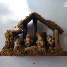 Vintage Autom Nativity Manger Scene One Piece Set 3.75 Inches Christmas Decor G2