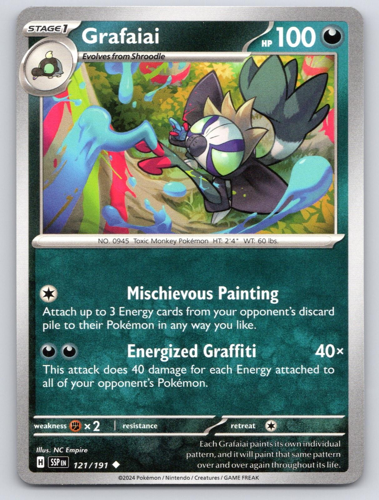 Grafaiai 121/191 Uncommon Surging Sparks Pokemon Near Mint