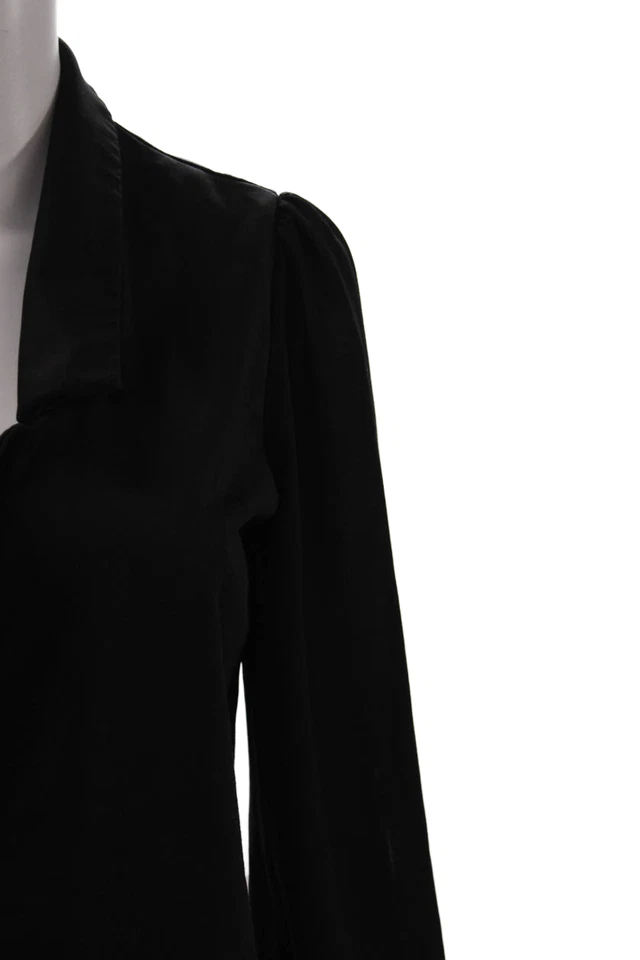 Blusa negra mostaza semilla para mujer cuello corto frente abierto talla XS Foto 2 de 4