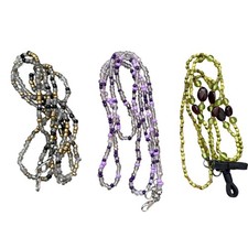 Beaded Eyeglass Mask Chain Set 3pc Purple Green Gold Silver