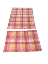 Amy Coe Curtain Window Panels Plaid Cotton Sorbet Pink Orange Yellow