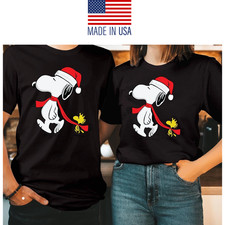Hot Sale Snoopy Woodstock Christmas T-Shirt Peanuts Xmas Holiday Size S-5XL