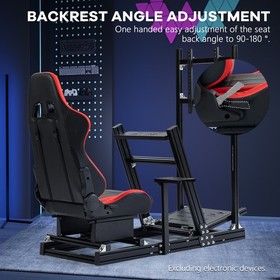 Supllueer 4080Aluminum Racing Sim Cockpit With TVStand Red Seat Fit LogitechG920