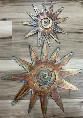 Robert Shields Design Metal Art Spiral Sun Burst Stars Lot of 2 Wall Hanging