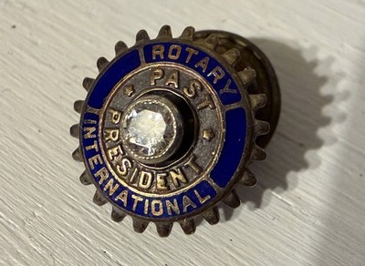 Vintage Rotary International Past President 14K Yellow Gold Pin with Diamond 