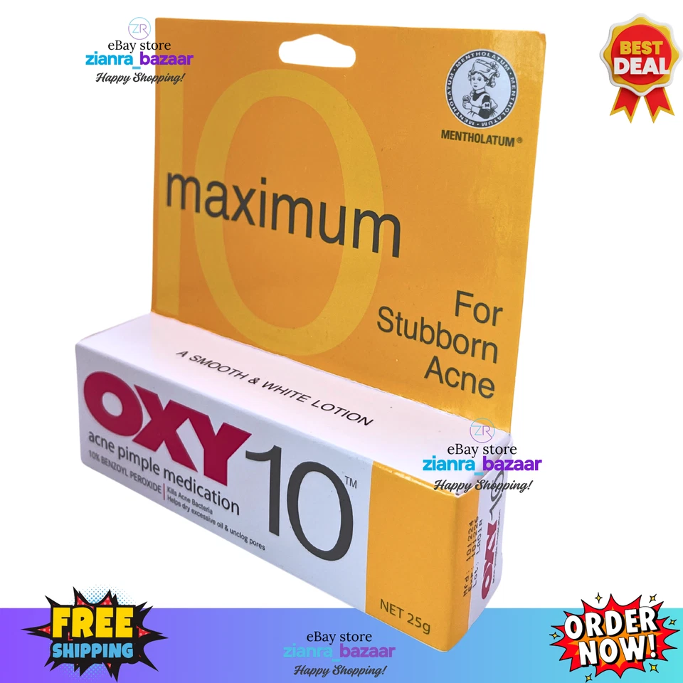 2x Oxy 10 25g 10% Benzoyl Peroxide Stubborn Acne Pimple Cream Maximum Strength - Image 2 of 4