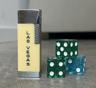 cigarette lighter engraved Vintage Las Vegas Engraved Nesor Cigarette Lighter 20 Japan + Dice