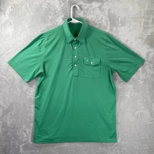 Criquet Shirt men's Large Polo Performance Stretch Short Sleeve Pocket Green