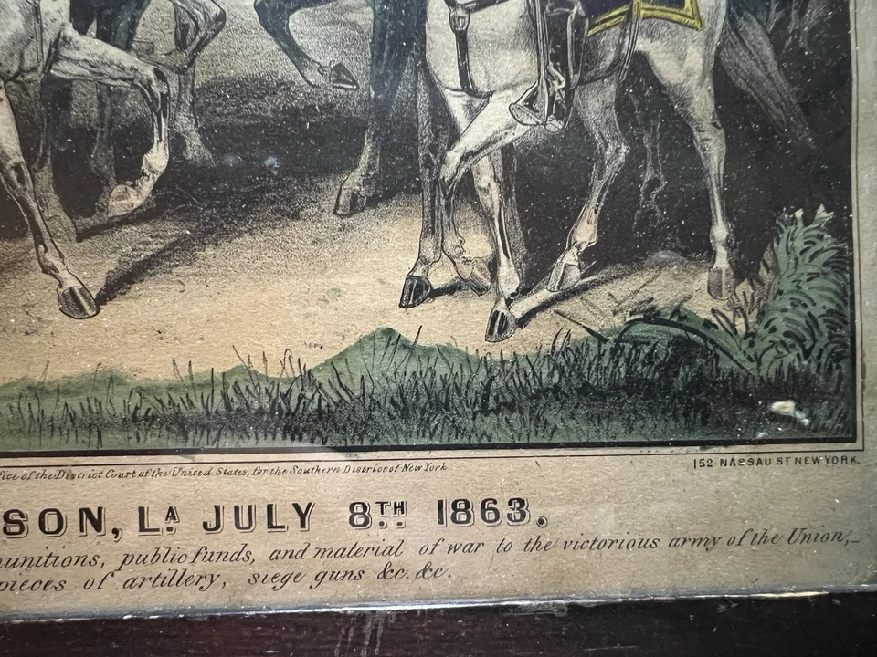 SURRENDER OF PORT HUDSON, LA. JULY 8TH 1863 By Currier & Ives Hand Colored Litho - Image 4 of 4