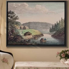 Vintage Landscape Canvas Print Rural Art Style Framed Wall Decor Rustic Artwork