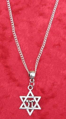Collier étoile de David Chai 18" ou 24 pouces judaïsme gastrique Māḡēn Dāwīḏ pendentif - Photo 2 sur 5