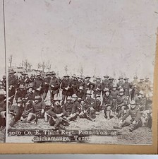 Antique Co. E Third reg Penn Volunteers at Chicamauga Tenn Stereoview civil war