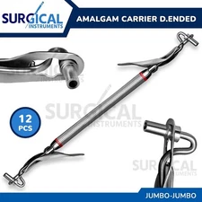 12 Pcs Amalgam Carrier Double Ended Jumbo/Jumbo Dental Filling Set German Grade