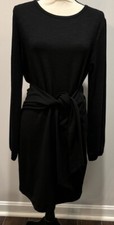 Women’s Faux Wrap Dress Sz M Little Black Dress Crew Neck Holiday Career NWT