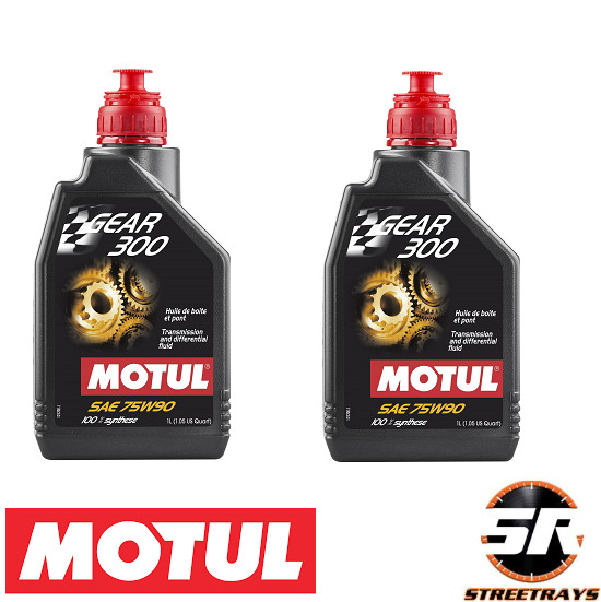 Motul Gear Oil 300 75W90 Fully Synthetic Transmission Fluid 105777 - 1L 2 Pack