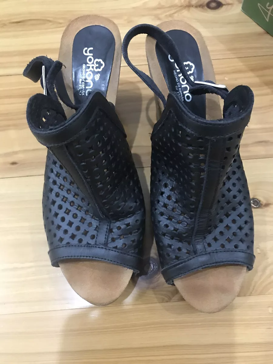 Ladies Black Block Heel Open Toe Sandals Yokono Brand Gales Style