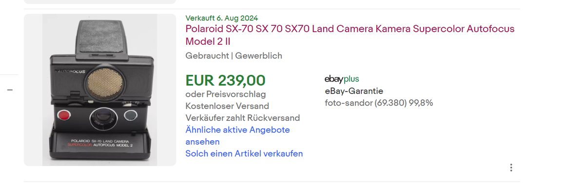 Appareil Photo Polaroid SX-70 Land Camera – Supercolor Autofocus Model 2, Occasion