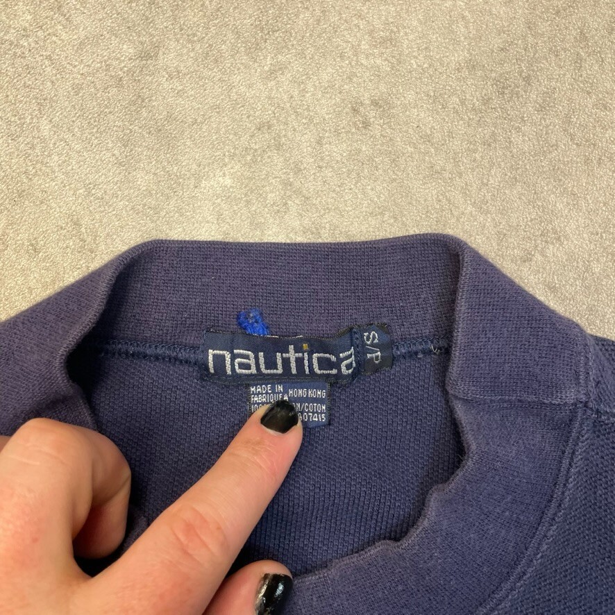 Nautica Sweatshirt Mens Vintage Heavyweight Pull Over Sailing Jumper Navy, Small image 8