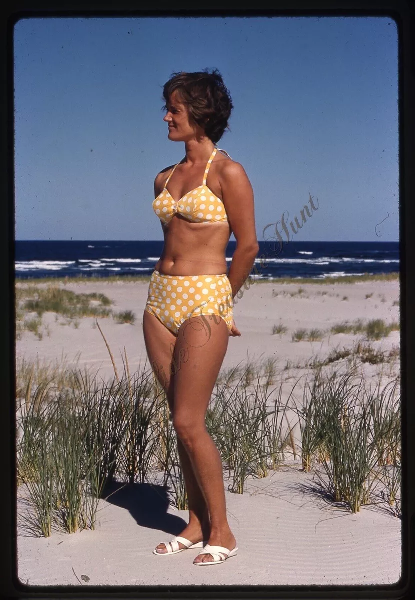 Pretty Woman Yellow Polka Dot Bikini Swimsuit 1960s Slide 35mm