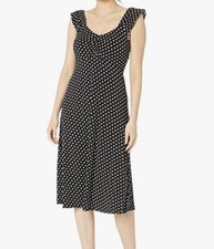 NWT Michael Kors Sliced Dot Ruffle Dress Black/Bone Size XS
