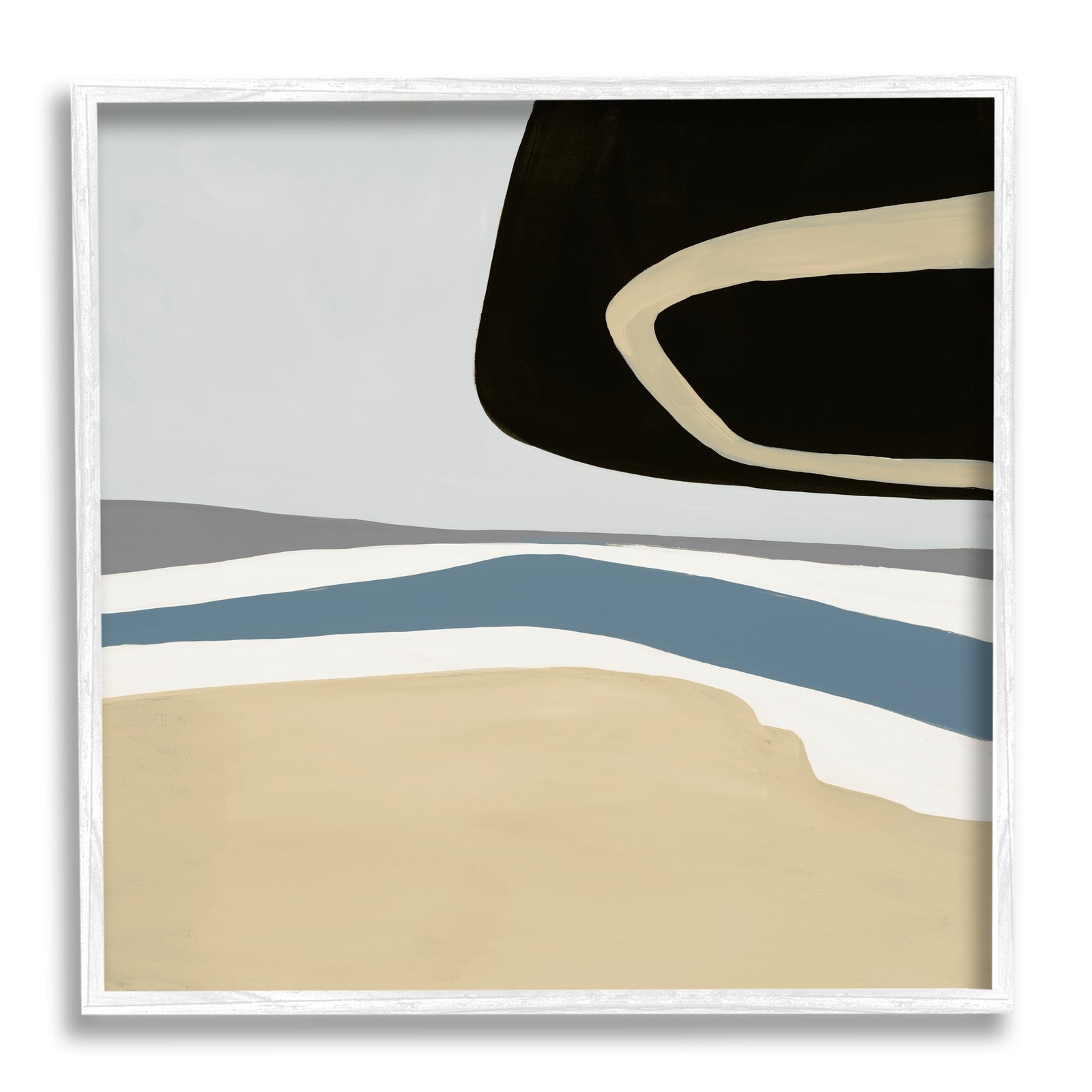 Modern Asymmetrical Composition White Framed Giclee Art Design by Ruth Fromstein