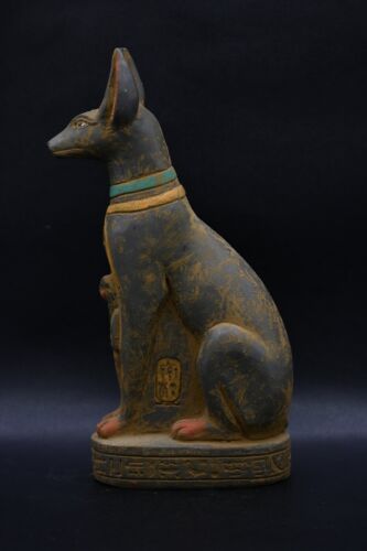 SELTENE REPLIK ALTÄGYPTISCHER Gott Anubis Schakal Hund Skulptur Symbol Schlüssel des Lebens - Bild 3 von 6