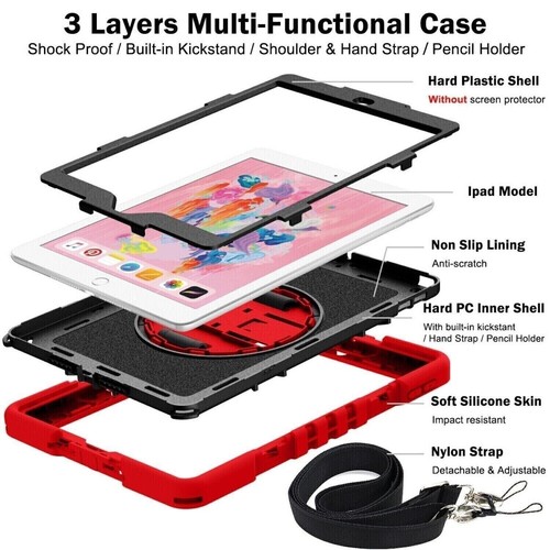 Funda resistente a prueba de golpes con soporte para iPad 5ta/6ta generación 9.7 modelo 2017-2018 - Imagen 8 de 51